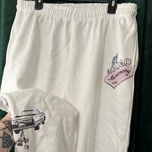 Vegas Wedding White Sweatpants with Car Graphic